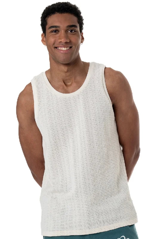 men's tank top solid color-Textured Tank Top _ 155691 _ Off White