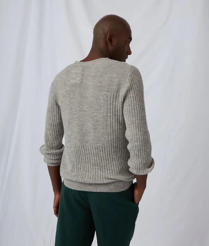 men's minimalist sweaters-Men's Vee Neck Heavy Rib Sweater