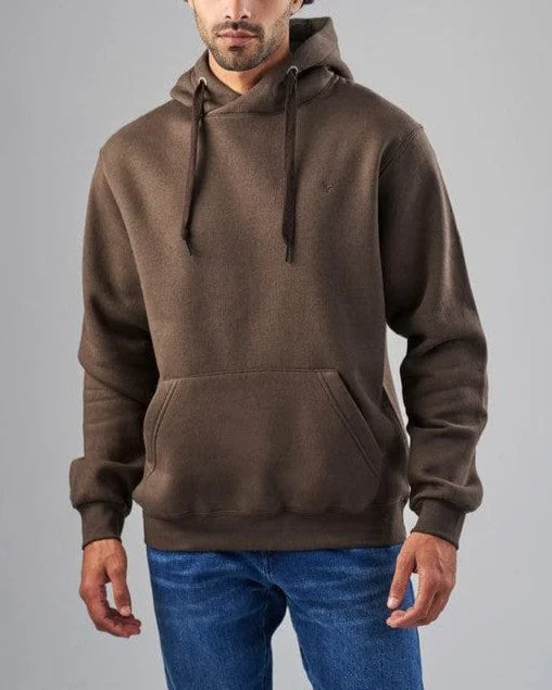 men's sportswear sweatshirts-BASIC HOODIE  - DARK BROWN