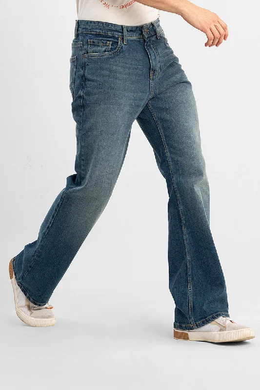 men's spring trousers-Grunge Blue Bootcut