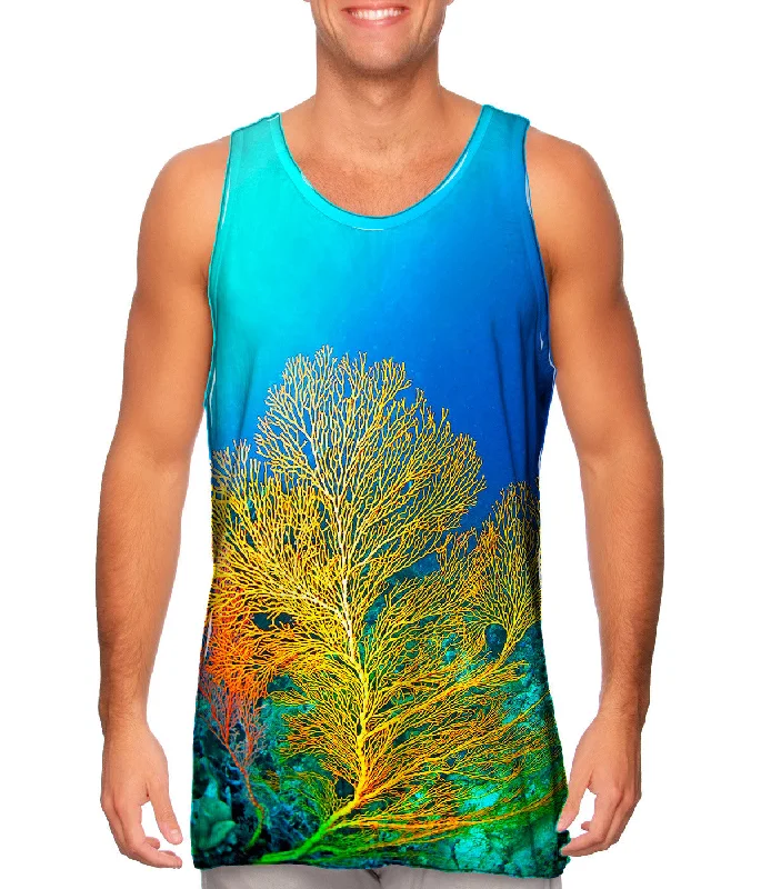 men's tank top for men workout-Yellow Coral Underwater