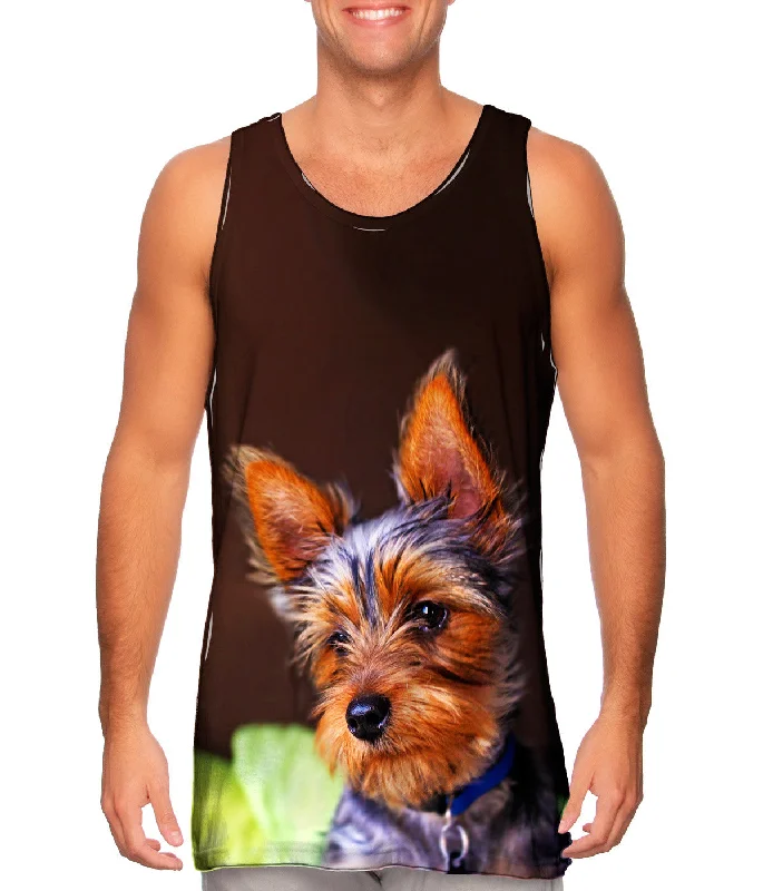 men's tank top comfortable-Yorkie In Deep Thought