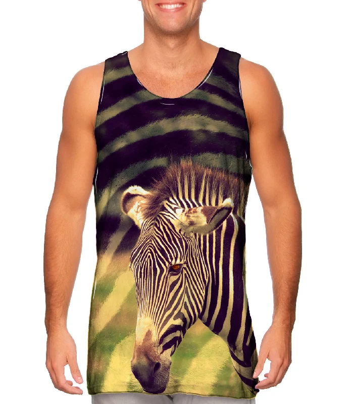 men's tank top for cycling-Zebra Face