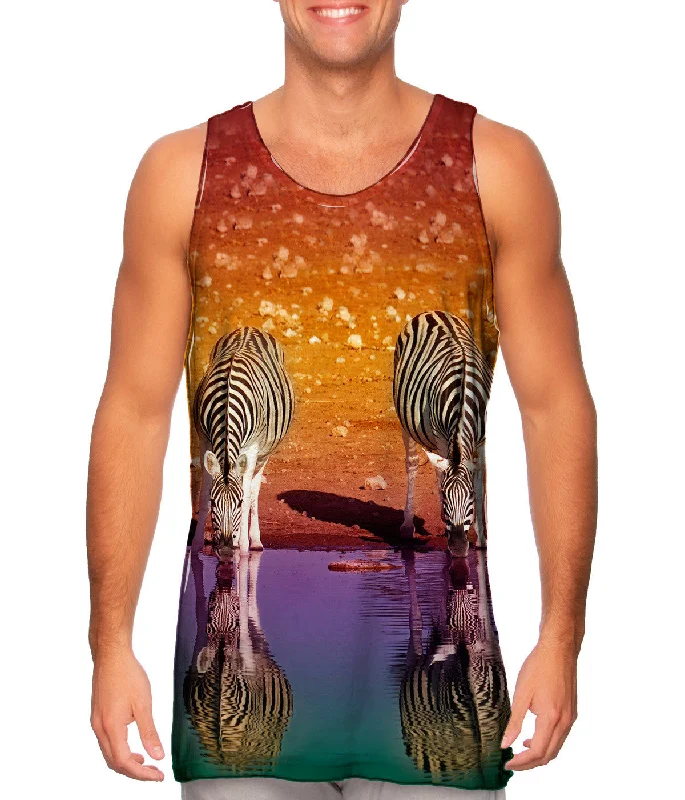 men's tank top loose fit-Zebra Lake